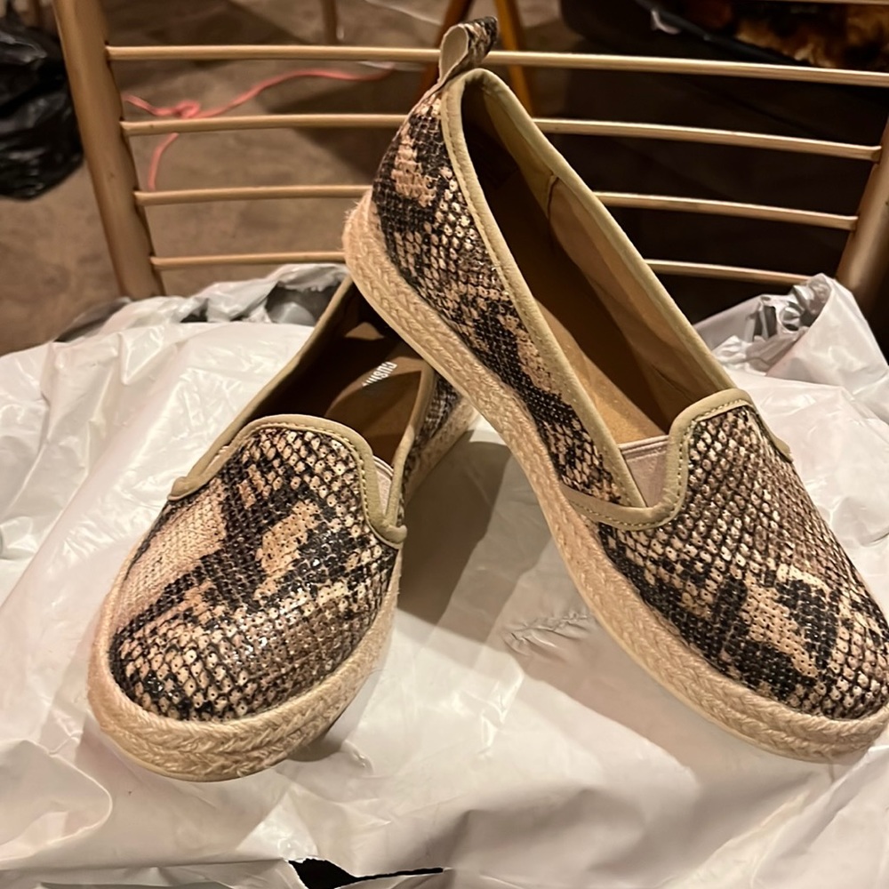 Clarks Azella Major Espadrille Slip On Flats Womens Size 7 M Snakeskin